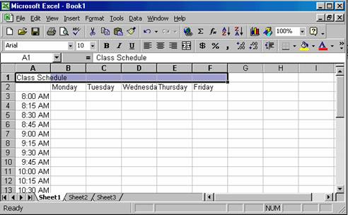 Creating a Class Schedule Using Excel